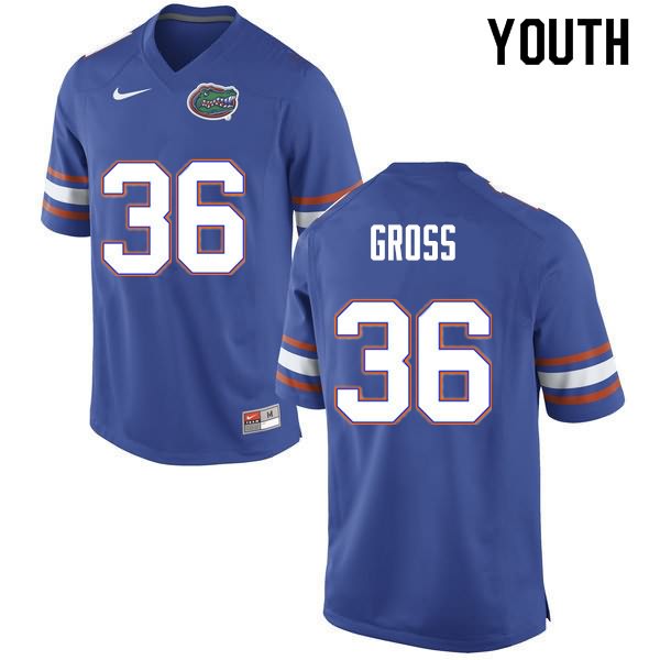 Youth NCAA Florida Gators Dennis Gross #36 Stitched Authentic Nike Blue College Football Jersey CVL2365OJ